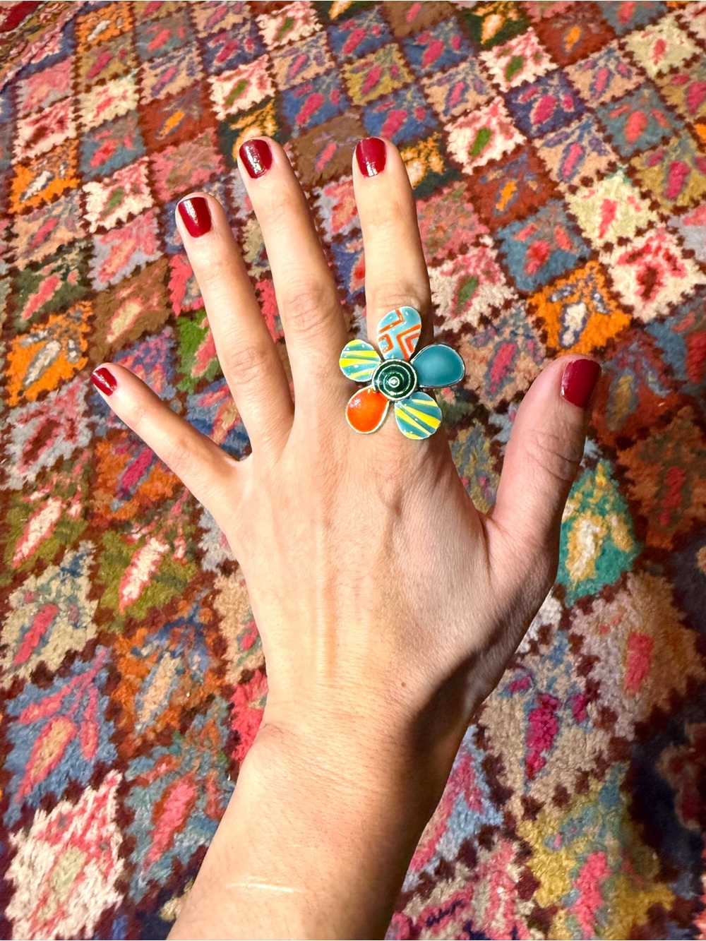 Colorful Mixed Statement Rings - Turquoise & Multicolor - Picture 5 of 8